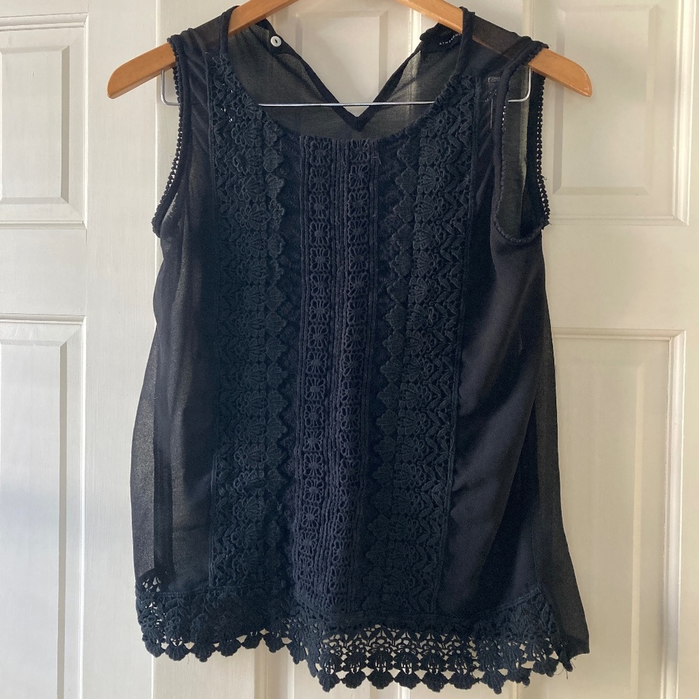 Primark Lace Black Sleeveless Sheer Top
